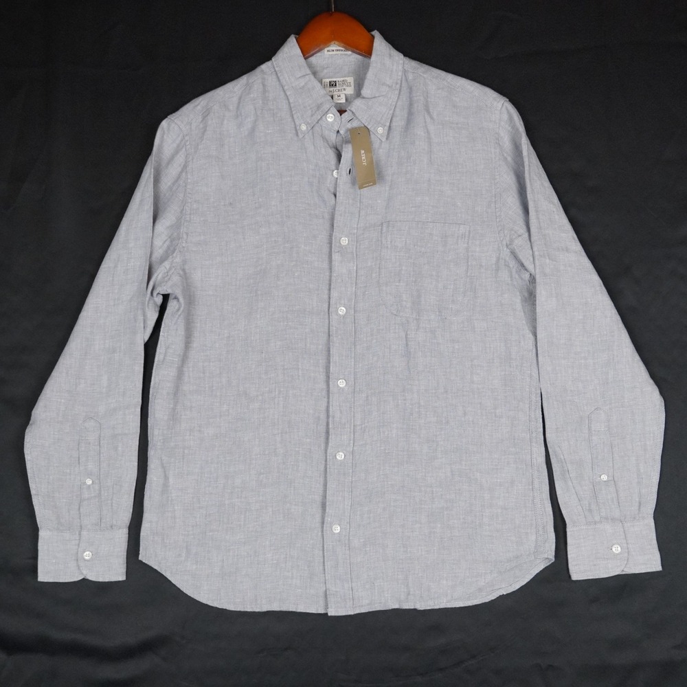 J.Crew Shirt Mens M Grey Baird McNutt Irish Linen Slim Untucked